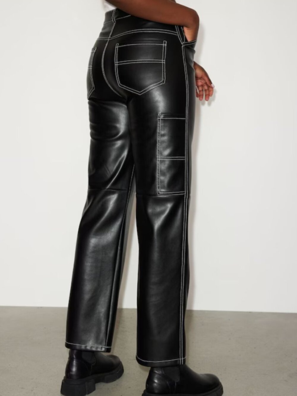 Dynamite White Stitch Leather Pants